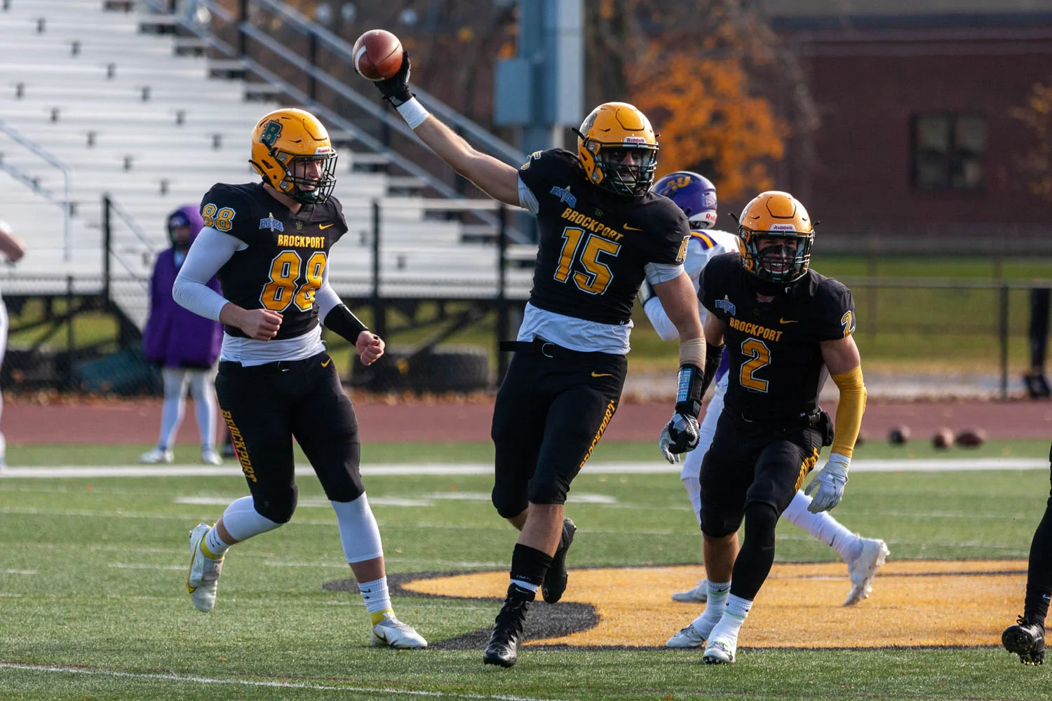 Brockport LB recovers the loose ball for the offense