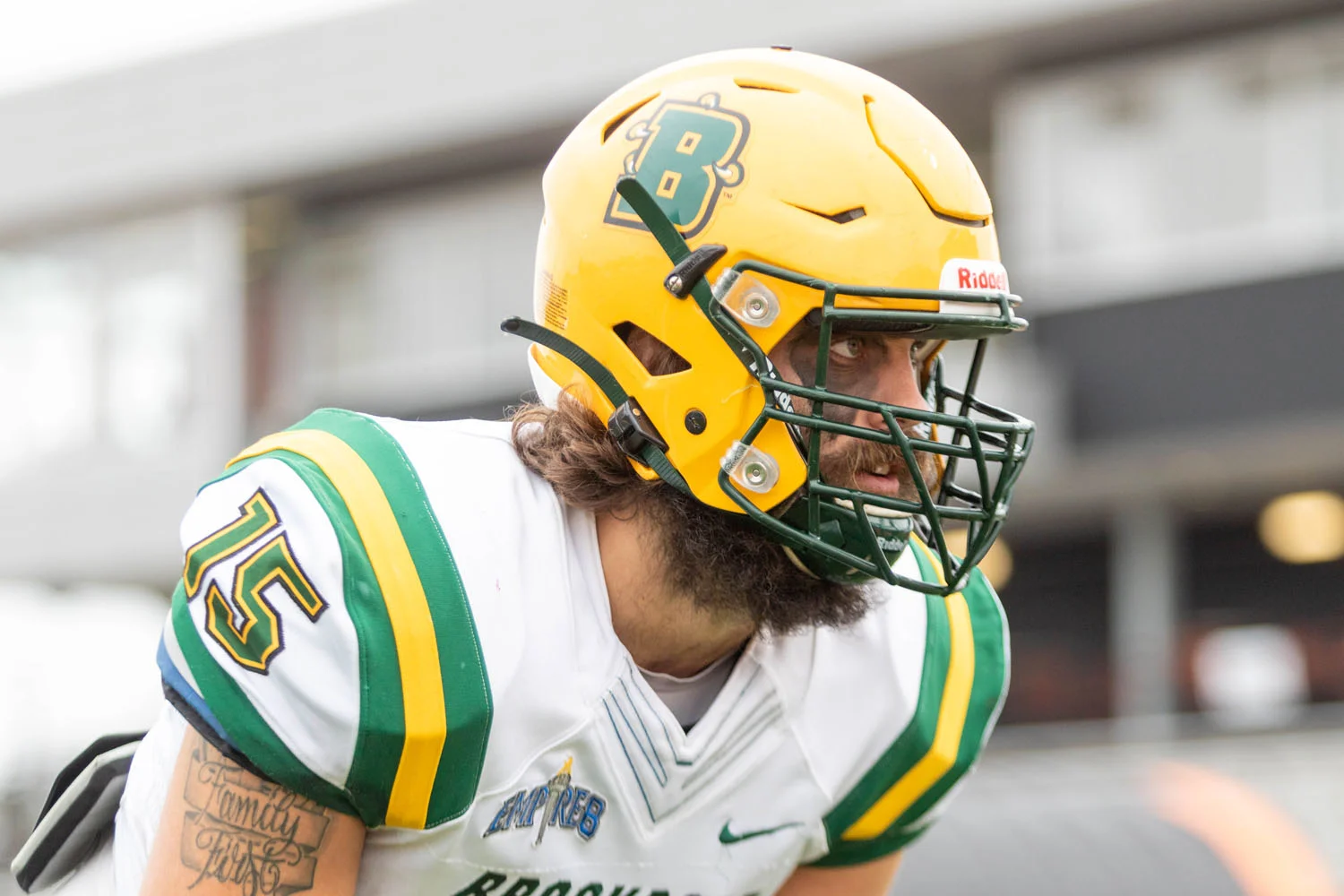 Brockport LB ready to meet the Bengals during warmups
