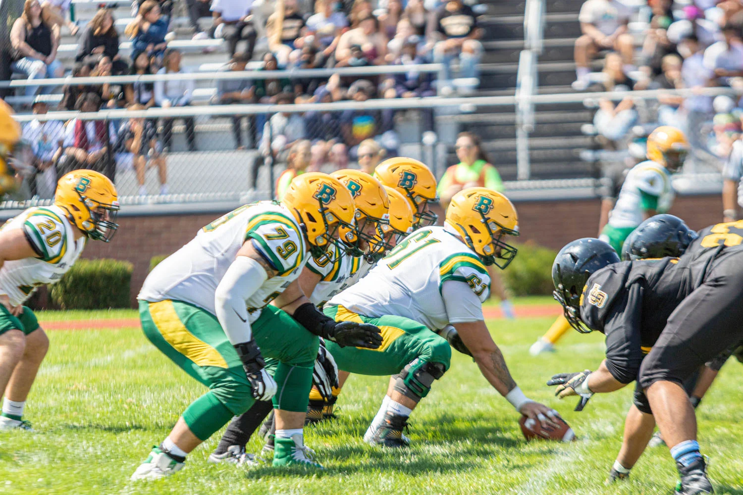 Offensive Line set for the snap of the ball