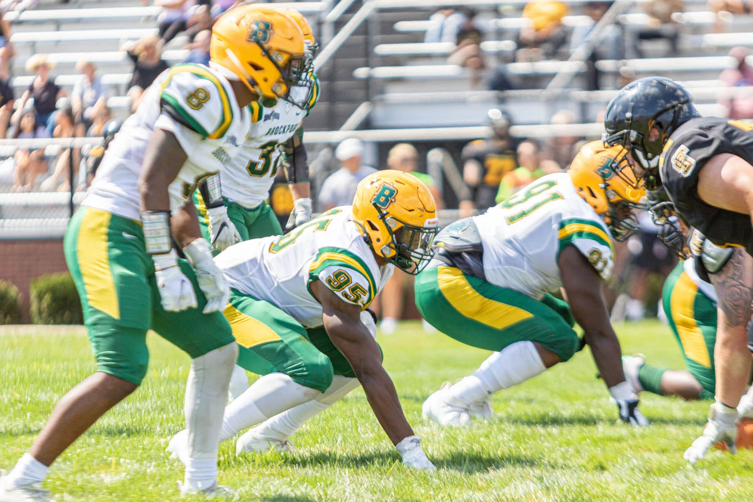 Defensive lineman ready for the play