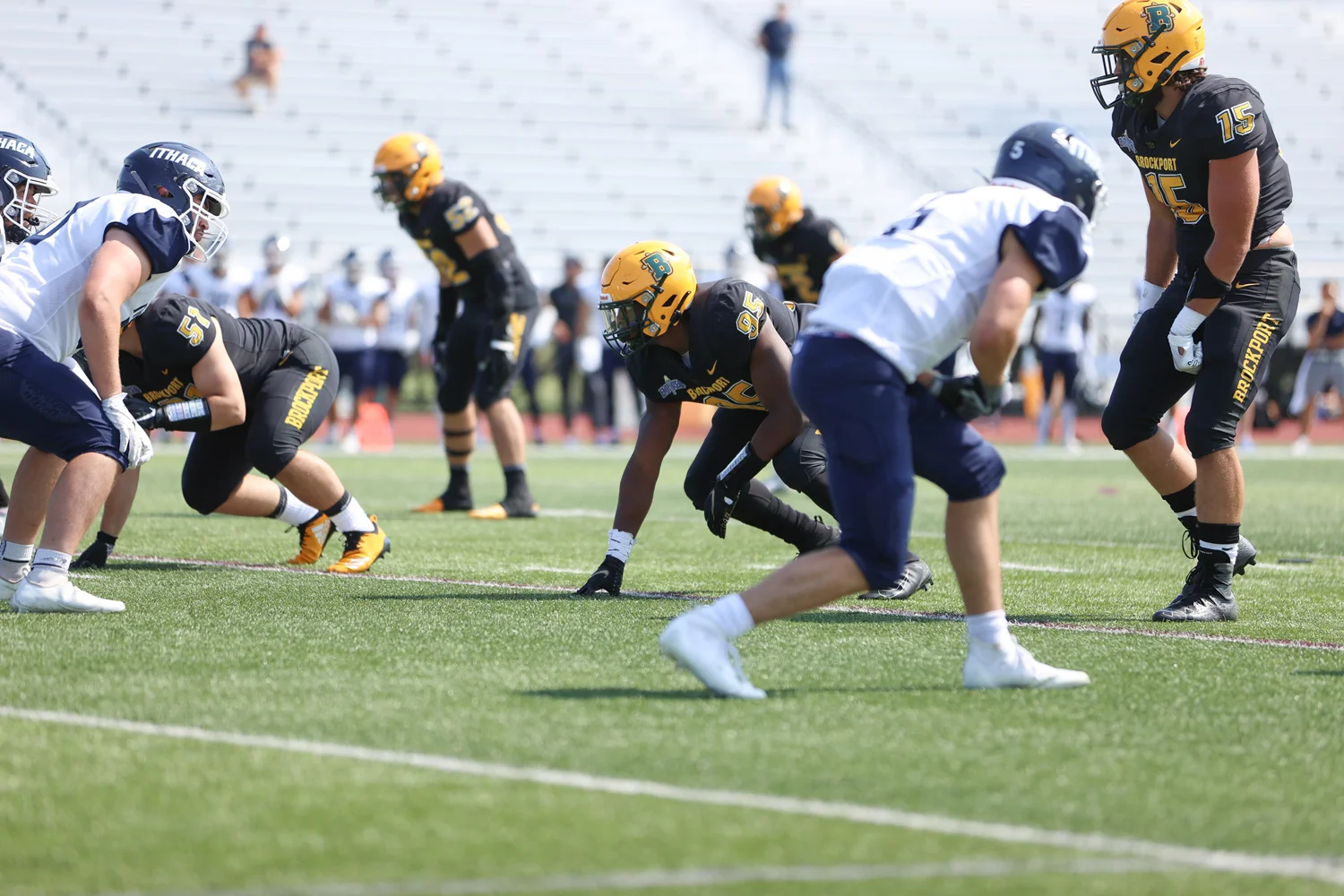 DL for Brockport ready for the snap of the ball