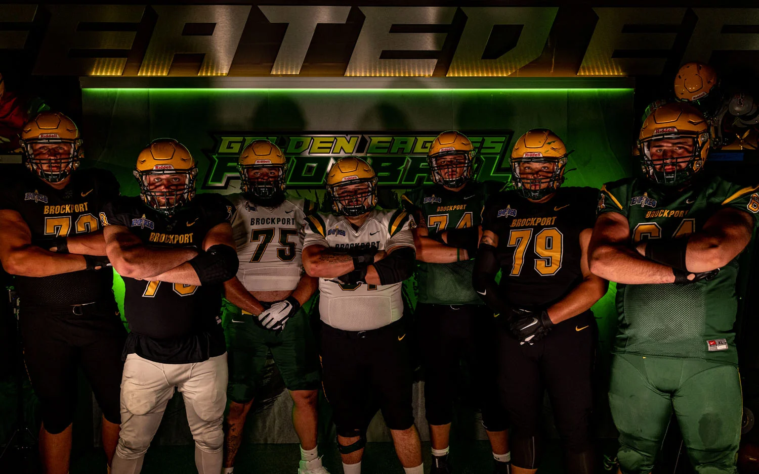 Brockport Golden Eagle OLineman posing
