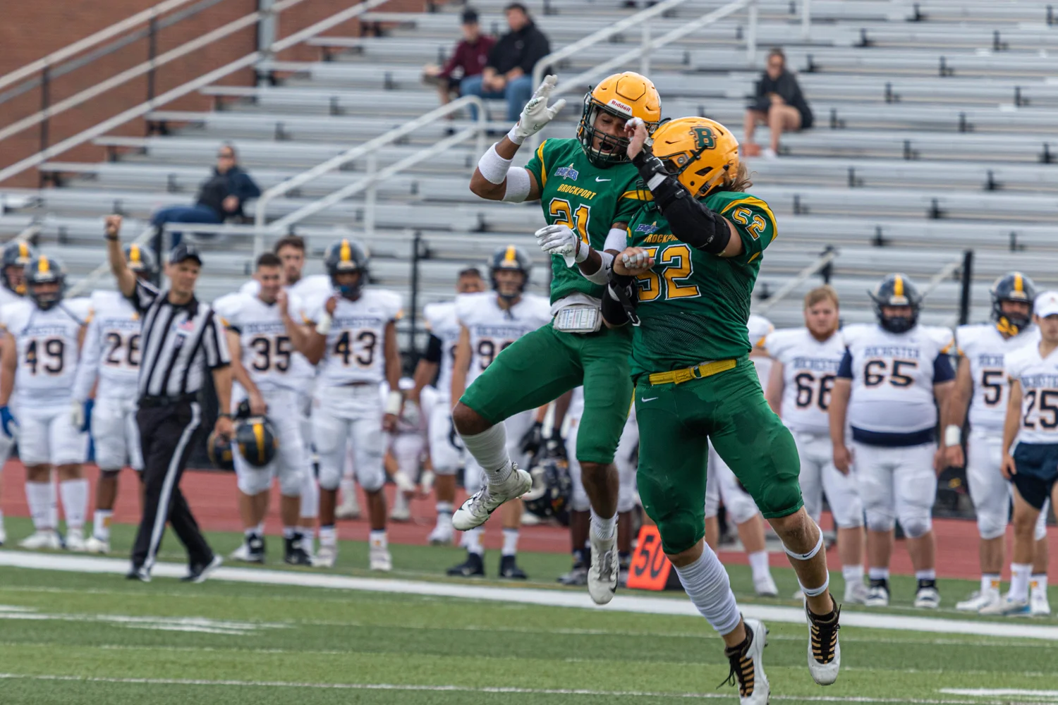 Brockport defenders celerating the turnover