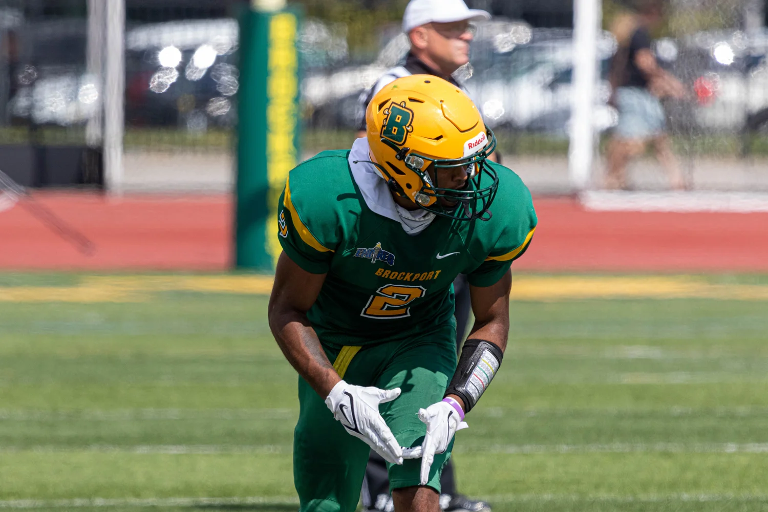 WR set and ready for the snap of the ball
