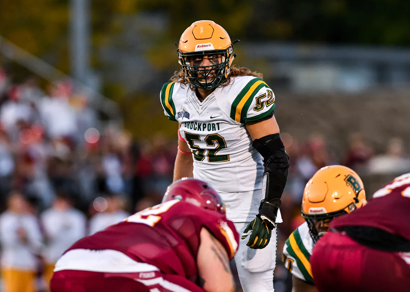Brockport LB looking into the Fisher backfield