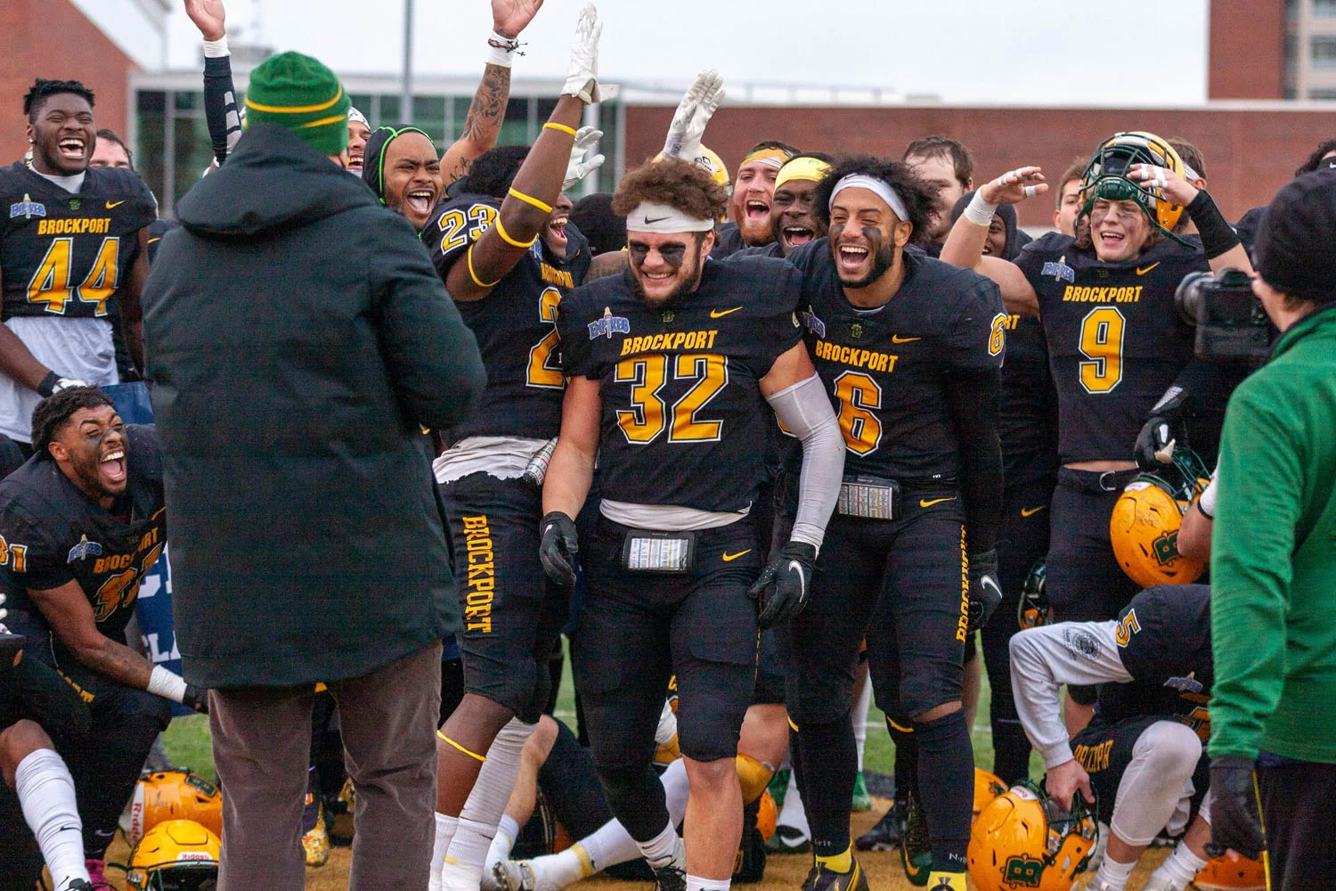 Jenkins getting awarded while his teammates celebrate!