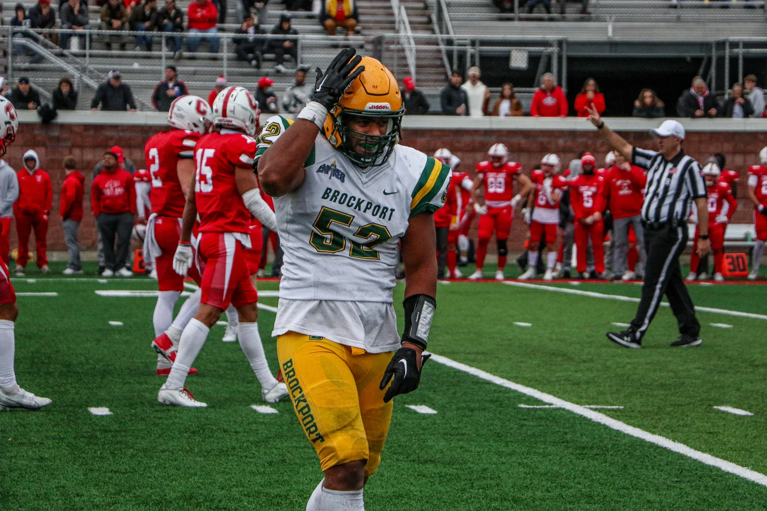 Brockport LB fired up after the play