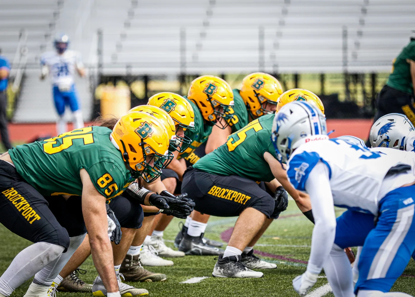 Brockport Offensive Line set for the play