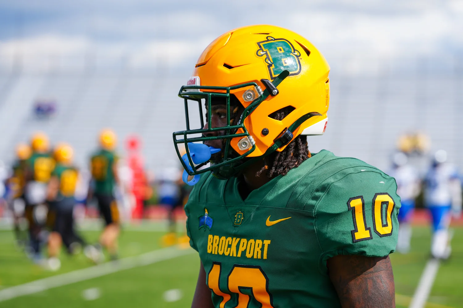 Player looking to the sidelines for signals