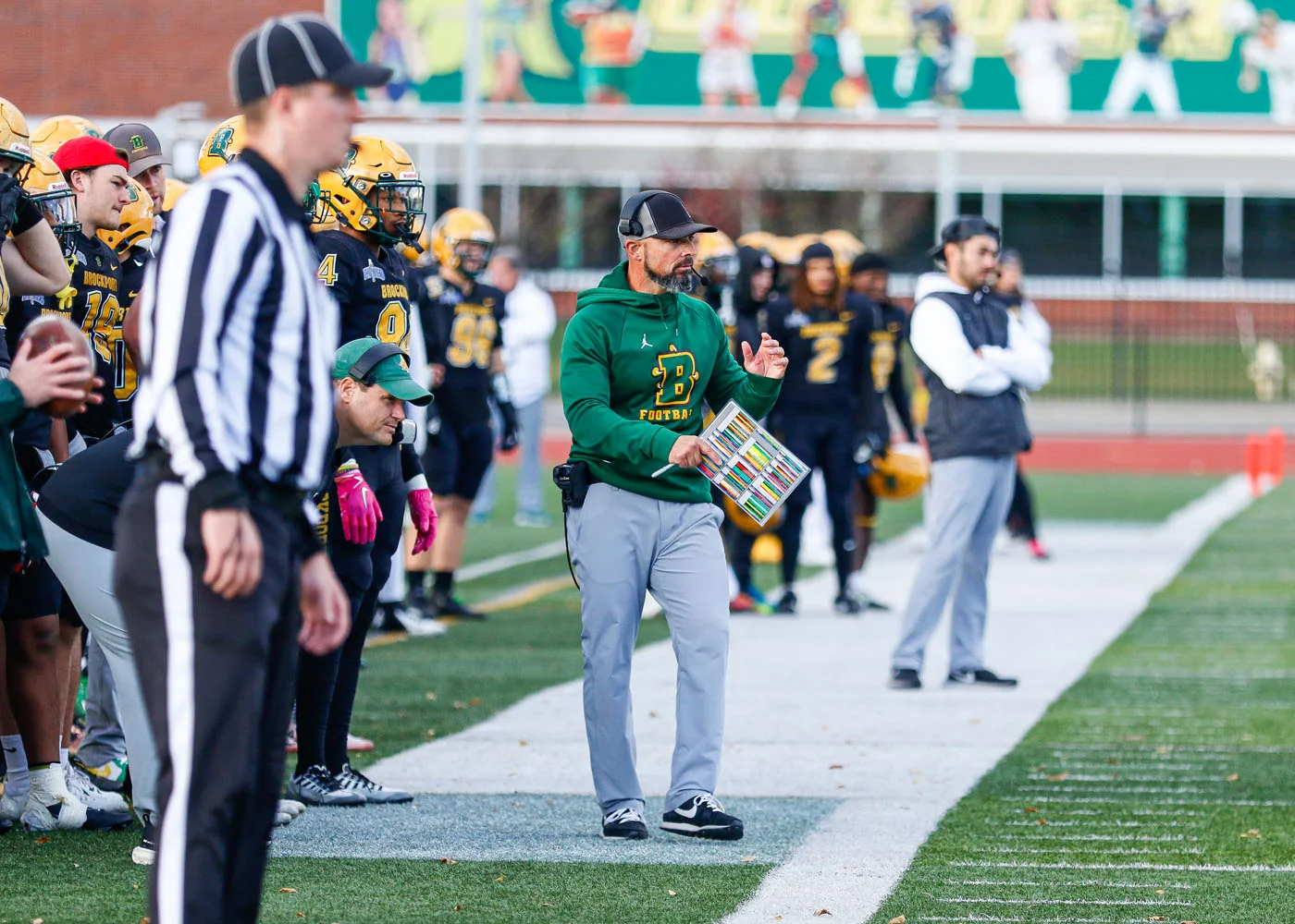 Coach Mangone and the sidelines